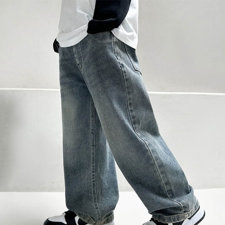 Juslio Boys Pants Pockets Solid Hsome Jeans New Middle- Sports ' Blue