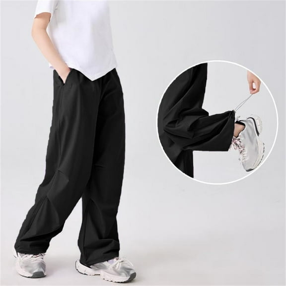Juslio Boys Pants Pockets Solid Thin Mosquito Proof Summer Sun Protection Breathable Pocket Black