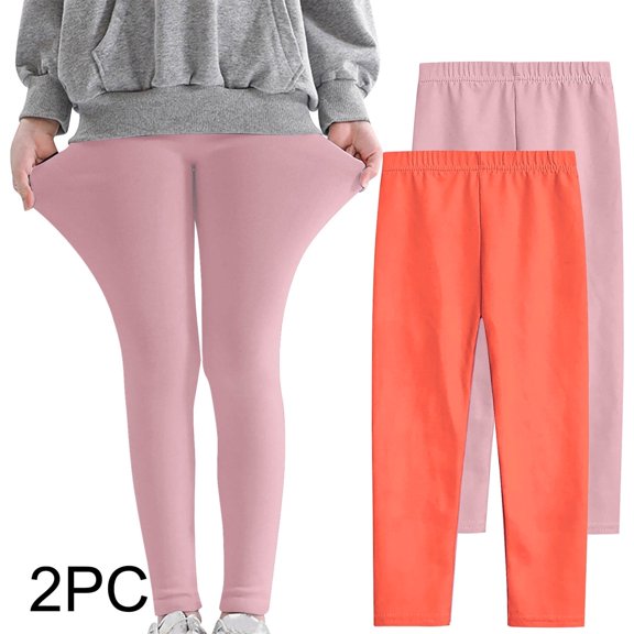 Juslio Girls Pants Solid Casual 2PC Toddler Kids Comfortable Leggings for Leggings Great for Softness Breathability Orange