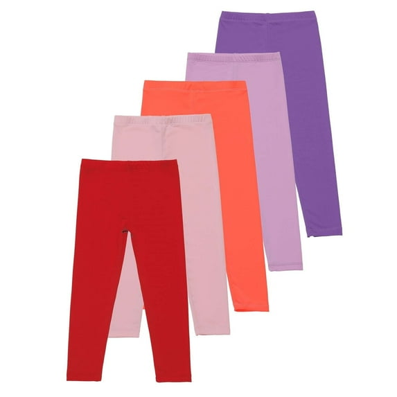 Juslio Boys Pants Solid Casual 5 Pack Leggings for Tights for Kids Toddler Stretchy Full Length Multipack Pull Pink