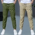 thumbnail image 1 of Juslio Boys Pants Solid Casual Cotton 2PC Loose Sweatpants Linen Pants, 1 of 9