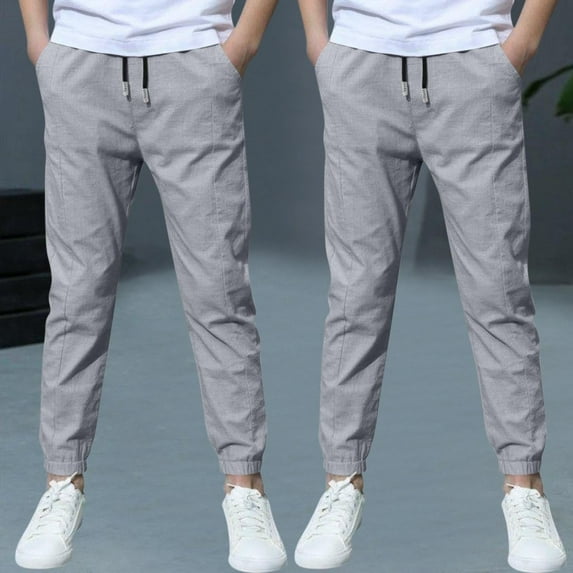 Juslio Boys Pants Solid Casual Cotton 2PC Loose SweatPants Linen Pants