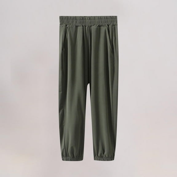 Juslio Boys Pants Solid Casual Summer Loose Thin Breathable Elastic Sports Mosquito Proof Air-conditioned Green