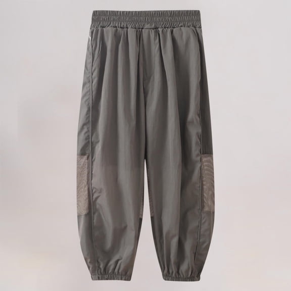 Juslio Boys Pants Solid Casual Summer Splicing Mesh Loose Thin Breathable Elastic Sports Mosquito Proof Air-conditioned Green