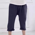 thumbnail image 1 of Juslio Girls Pants Solid Casual Summer Wrinkled Cotton Linen Fabric Lightweight Breathable Nine Inch Linen Pants, 1 of 7