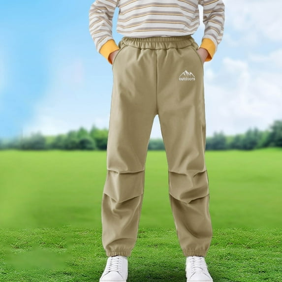 Juslio Boys Pants Solid Pockets Zhongda Summer Cool Work Mosquito Proof Khaki