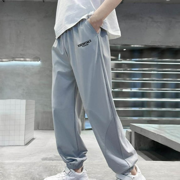 Juslio Boys Pants Summer Ice Silk Loose Thin Elastic Summer Thin Sports Mosquito Proof Gray