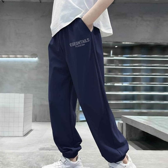 Juslio Boys Pants Summer Ice Silk Loose Thin Elastic Summer Thin Sports Mosquito Proof Navy