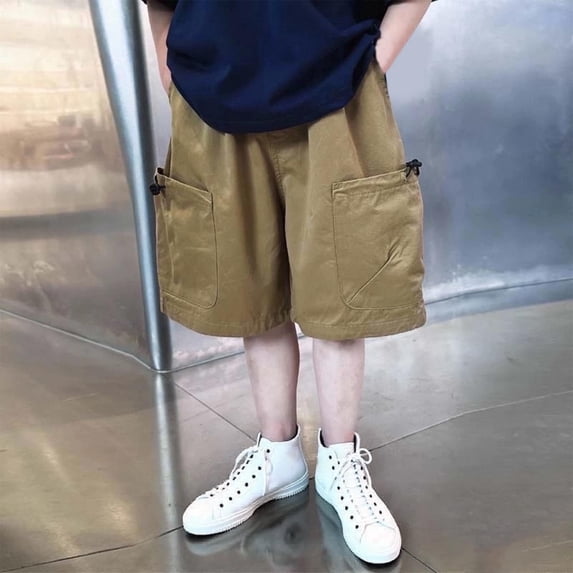 Juslio Boys Shorts Casual Elastic Waist Cargo ShortsBreathable Solid Shorts Sizes 8