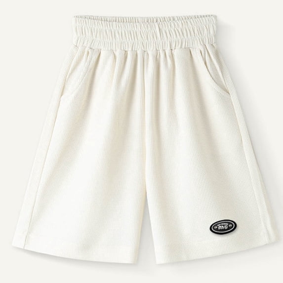 Juslio Boys Shorts Waffle Casual Elastic Waist ShortsBreathable Solid Shorts Sizes 120