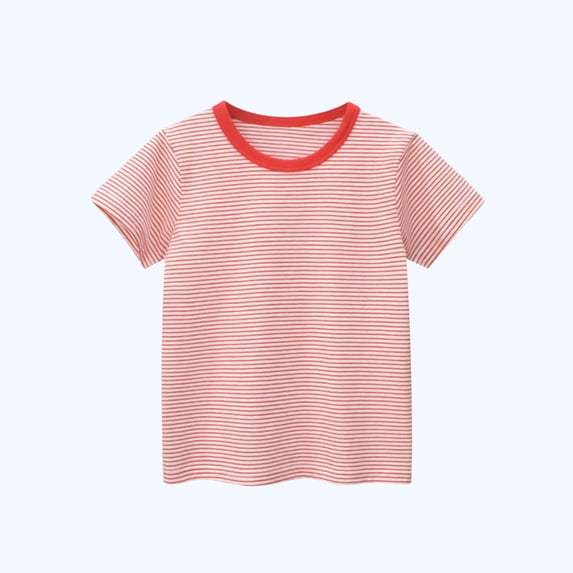 Juslio Boys Striped Shirts Crew Neck Casual Short, Sleeved Tops Comfortable Breathable T Shirts Sizes 2-18