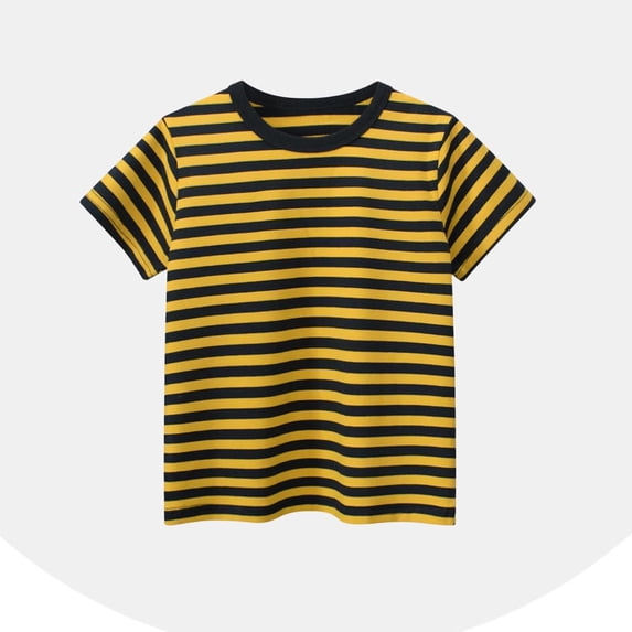 Juslio Boys Striped Shirts Short Sleeved Tops Comfortable, Breathable Crew Neck Casual T Shirts Sizes 2-18
