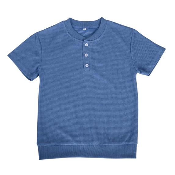 Juslio Boys Waffle Shirts Comfortable Breathable Crew Neck, Casual Short Sleeved Tops T Shirts Sizes 2-18
