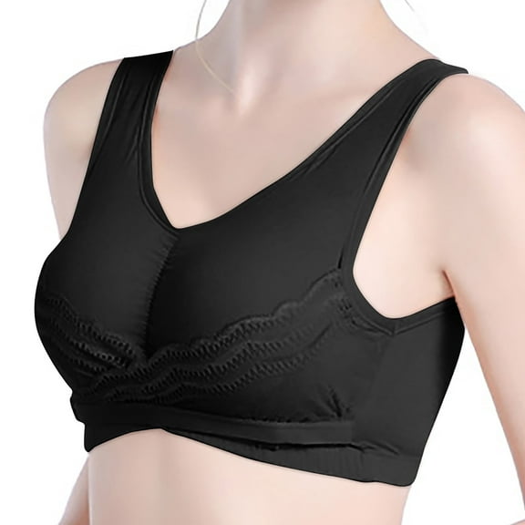 Juslio Bras for Women No Underwire Athletic Lace Wirefree Solid Vest Breasted Bra