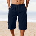 thumbnail image 1 of CIAKGIAF Capris for Men Elastic Waist with Pockets, Sporty Casual Drawstring 7/8 Length Pants Navy M, 1 of 7