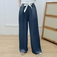 thumbnail image 1 of Juslio Cotton Pants Women Elastic Waist with Pockets Cotton High Waist Casual Wide Leg Pants Free Size, 1 of 3