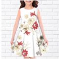 thumbnail image 1 of Juslio Dresses for Girls Fashion Summer New Sleeveless Round Neck Printed Dress Ruffle White 150, 1 of 3