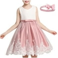 thumbnail image 1 of Juslio Dresses for Girls Round Neck Kids Flower Clothing Sleeveless Girls Dress, 1 of 8