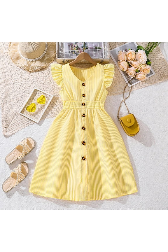 Dresses for Girls Summer Beach Girls Sundress Kids Flower Clothes Short Sleeve Casual Little Girl Dresses