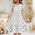thumbnail image 1 of Juslio Dresses for Girls Knee Length Ruffle Sleeve Round Neck Casual Summer Beach A Line Dresses Black Sundress, 1 of 8