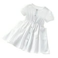 thumbnail image 1 of Juslio Dresses for Girls Summer A-Line Short Sleeved Doll Neck Cute Princess Round Neck Princess Bow Skirt White 2 Years, 1 of 8