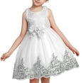 thumbnail image 1 of Juslio Dresses for Girls Summer New Sleeveless Ruffled Lace Round-Neck Embroidery Mesh Princess Bow Skirt White 6 Years, 1 of 5
