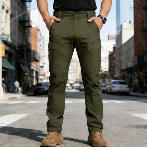Juslio Fashion Cargo Pants for Men Drawstring Elastic Waist with Pockets Relaxed Fit Outdoor Cargo Pants L