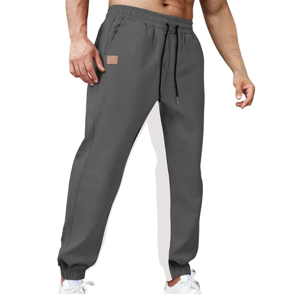 Juslio Fashion Men Pants with Pockets Relaxed Fit Drawstring Elastic Waist Workout Cargo Pants XXL