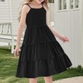 thumbnail image 1 of Juslio Girl Dresses Casual Sleeveless Boho Summer Beach A Line Dresses Knee Length Black Sundress, 1 of 7