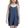 thumbnail image 1 of Juslio Girl Dresses Casual Sleeveless Pockets Summer Beach A-line Knee Length Blue Sundress, 1 of 5