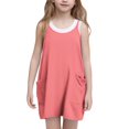 thumbnail image 1 of Juslio Girl Dresses Casual Sleeveless Pockets Summer Beach A-line Knee Length Pink Sundress, 1 of 5