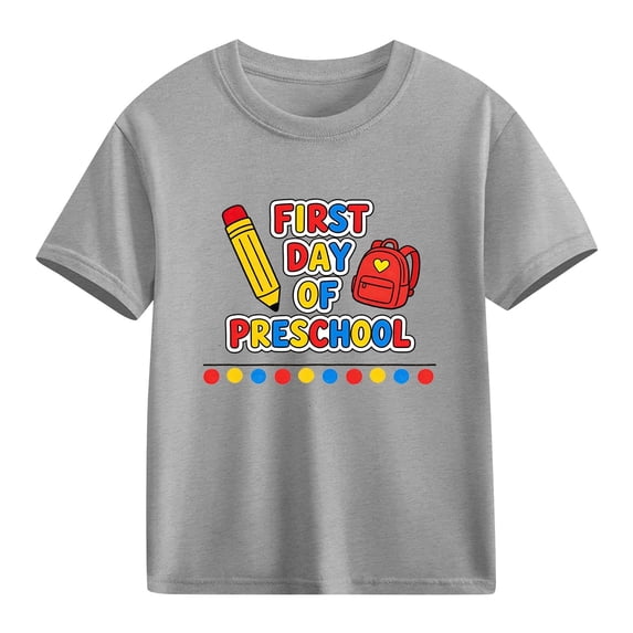 Juslio Girl Letter Pattern Shirts Comfortable Breathable Crew Neck, Casual Short Sleeved Tops T Shirts Sizes 2-18
