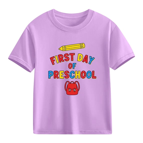 Juslio Girl Letter Pattern T Shirts Casual Short Sleeved, Tops Comfortable Breathable Crew Neck Shirts Sizes 2-18