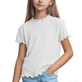 thumbnail image 1 of Juslio Girl Ruffle T Shirts Crew Neck Casual, Short Sleeved Tops Comfortable Breathable Shirts Sizes 2-18, 1 of 5