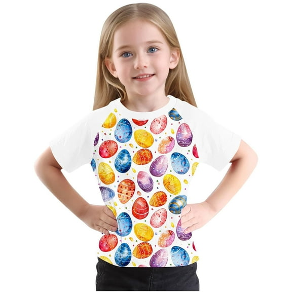 Juslio Girl Shirts Graphic Tees Short Sleeve Print Girls and Boys Shirts Kids Clothing Fashion Tops Casual