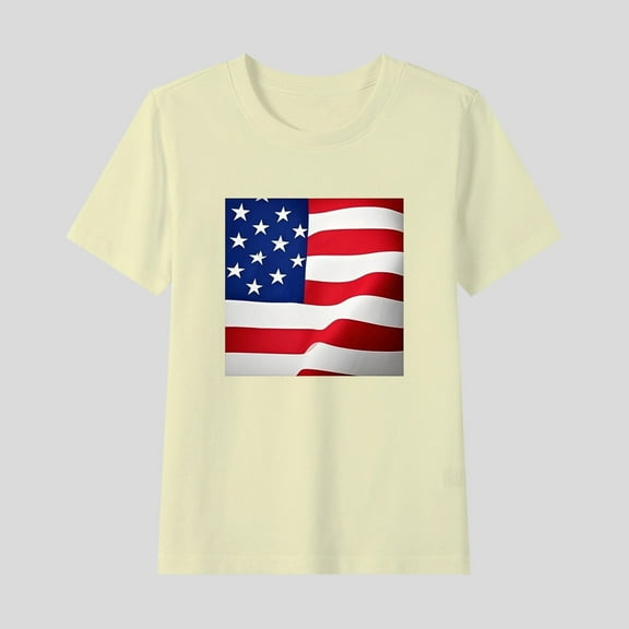 Juslio Girl Shirts Graphic Tees Short Sleeve Round Neck Print Kids Clothing Fashion Tops Casual Girls and Boys Shirts