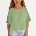 thumbnail image 1 of Juslio Girl Shirts Ruffle Round Neck Solid Kids Clothing Fashion Tops Casual Sweatshirts, 1 of 9
