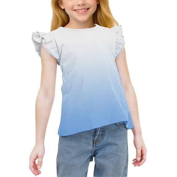 Juslio Girl Shirts Ruffle Short Sleeve Kids Clothing Fashion Tops Casual 3-15Years T-Shirts