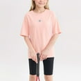 thumbnail image 1 of Juslio Girl Shirts Short Sleeve Round Neck Kids Clothing Fashion Tops Casual, 1 of 4