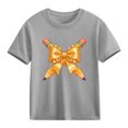 thumbnail image 1 of Juslio Girls Bow Shirts Casual Short Sleeved Tops, Comfortable Breathable Crew Neck T Shirts Sizes 2-18, 1 of 9