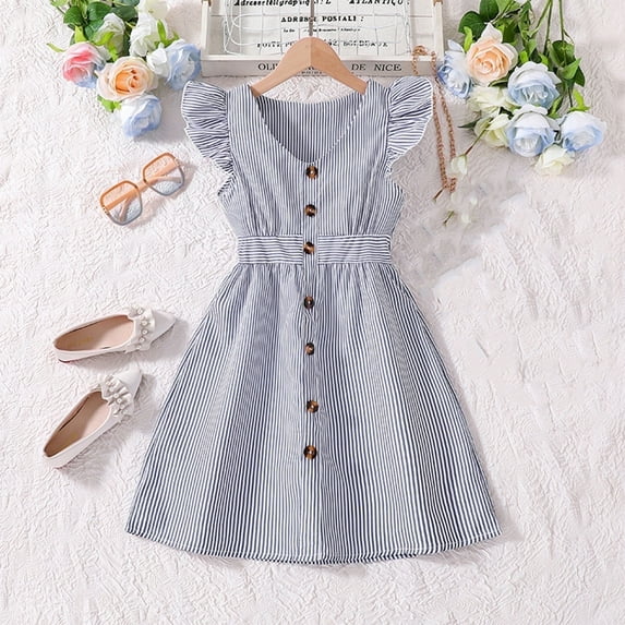 Juslio Girls Dresses Summer Beach Girls Skirt Kids Clothes Short Sleeve Casual Little Girl Dresses