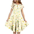 thumbnail image 1 of Juslio Girls Dresses Round Neck Kids Flower Clothing Short Sleeve Print Girls Dress, 1 of 5