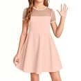 thumbnail image 1 of Juslio Girls Dress Summer Beach Short Sleeve Tulle A Line Dresses Knee Length Casual Pink Sundress, 1 of 9