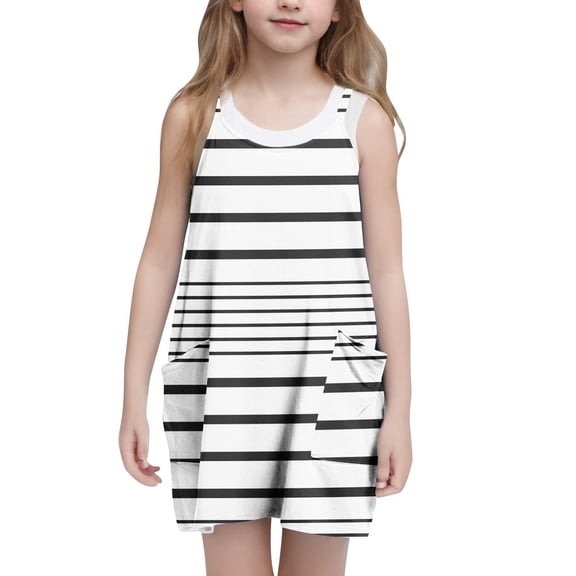 Juslio Girls Dresses A-line Sleeveless Pockets Knee Length Casual Summer Beach White Halter Dress