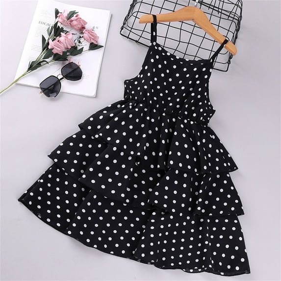 Juslio Girls Dresses Black Round Neck Kids Flower Clothing Sleeveless Girl Dress