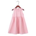 thumbnail image 1 of Juslio Girls Dresses Fashion Summer New Short Sleeve Ruffled Pockets Round-Neck Printed Dress Dress Sweet Tank Top Ruffle Pink 7 Years, 1 of 3