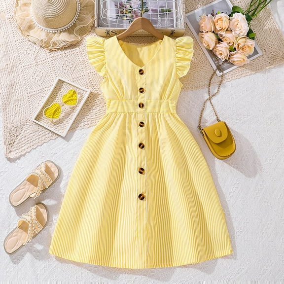 Juslio Girls Dresses Summer Beach Girls Sundress Kids Clothes Short Sleeve Casual Little Girl Dresses