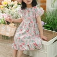 thumbnail image 1 of Juslio Girls Dresses Summer Beach Girls Sundress Kids Flower Clothes Short Sleeve Print Casual Little Girl Dresses, 1 of 3