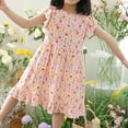 thumbnail image 1 of Juslio Girls Dresses Round Neck Kids Flower Clothing Short Sleeve Print Girls Dress, 1 of 3