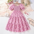 thumbnail image 1 of Juslio Girls Dresses Summer New Short Sleeved Doll Neck Cute Princess Dress Round Neck Princess Bow Skirt Pink 9 Years, 1 of 3